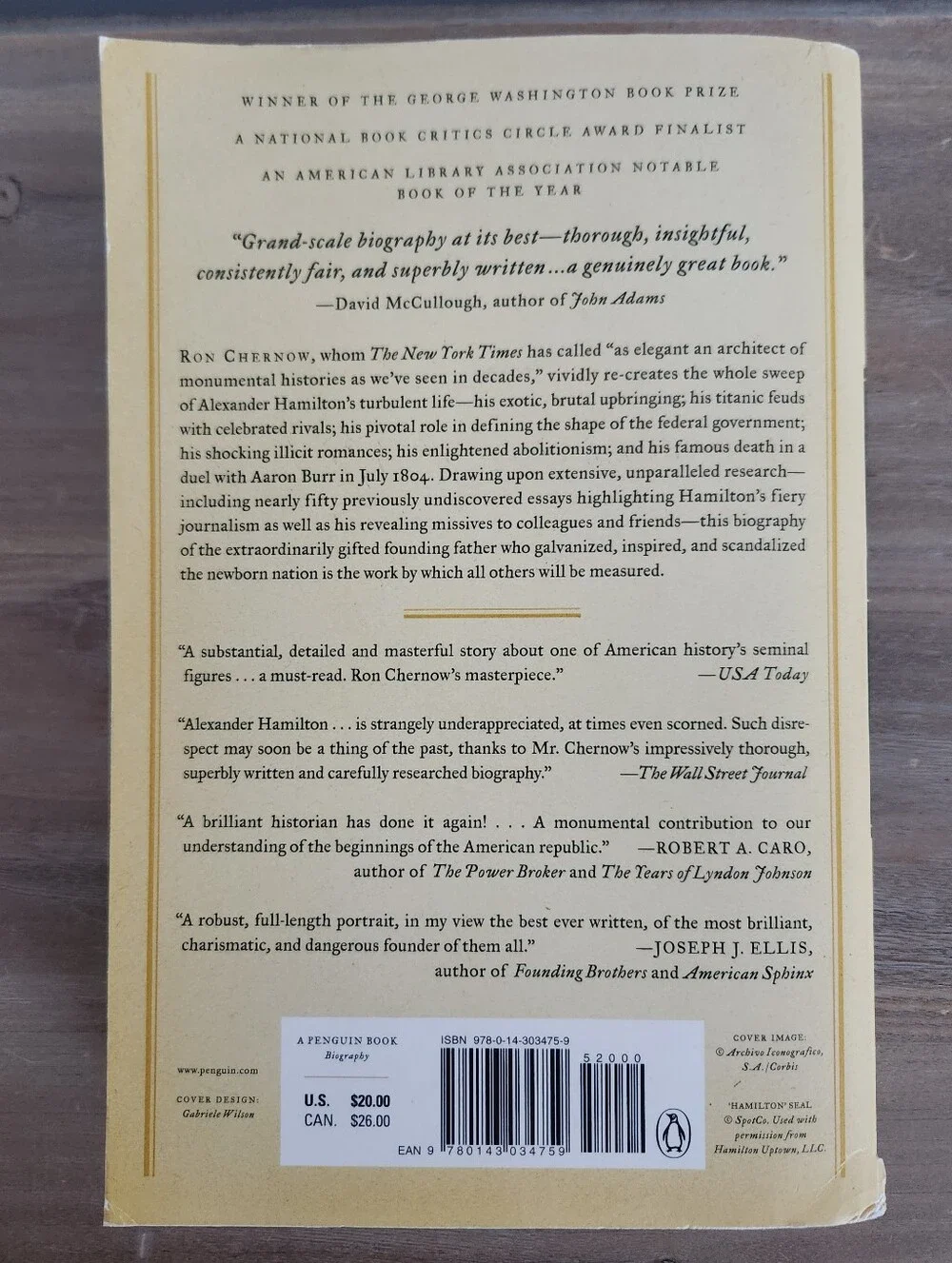Alexander Hamilton Ron Chernow Paperback Biography Broadway Musical History